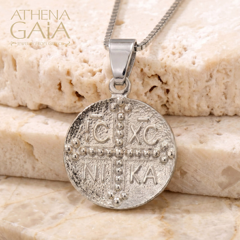 Justinian and Theodora Concave Cross (Small) - Sterling Silver - Coin Konstantinata