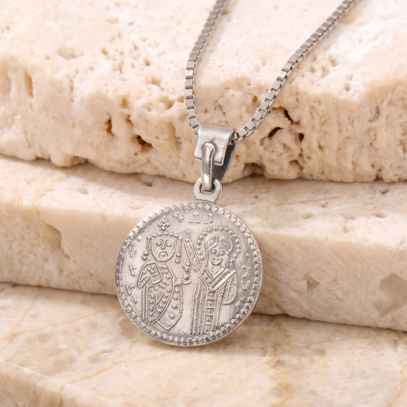 Justinian and Theodora Concave Cross (Small) - Sterling Silver - Coin Konstantinata