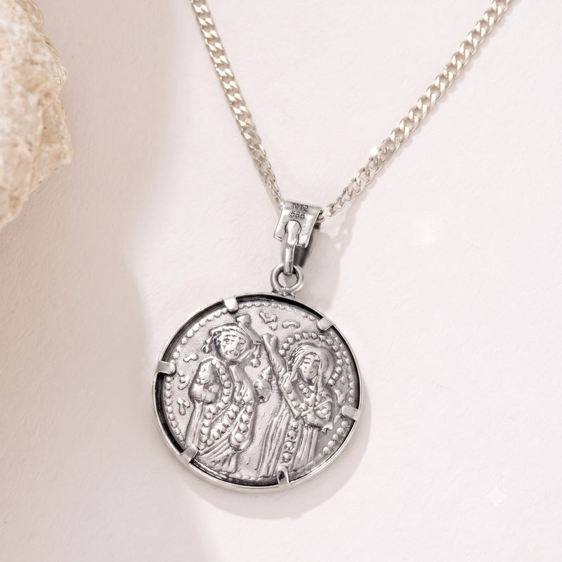 ICXC NIKA Justinian and Theodora Cross - Sterling Silver - Coin Konstantinata
