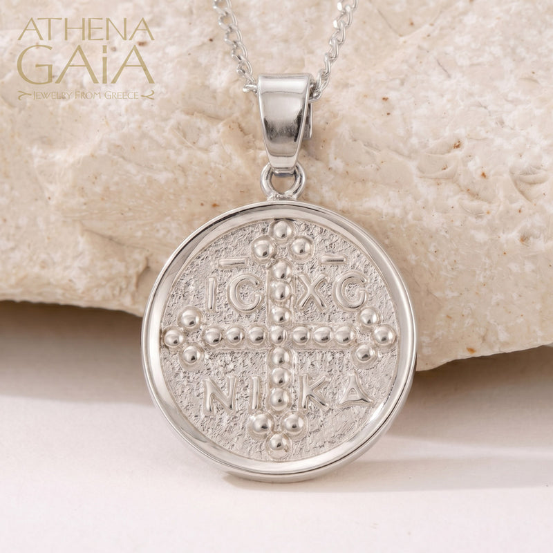 ICXC NIKA Justinian and Theodora Cross - Sterling Silver - Coin Konstantinata