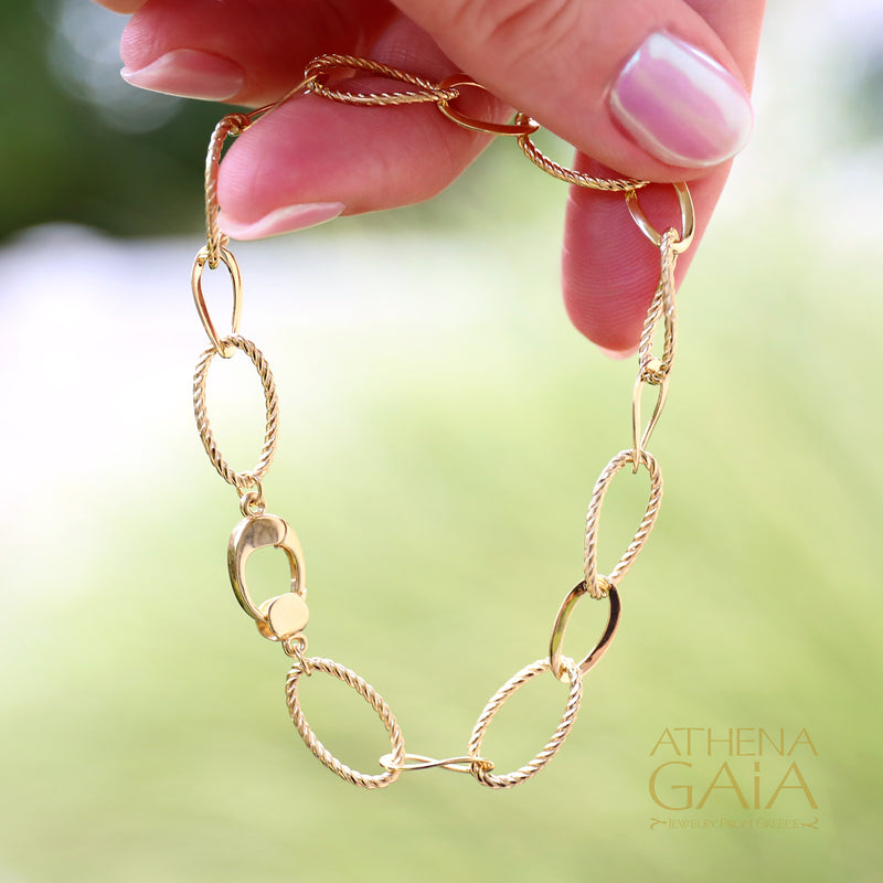 Drop Link Bracelet - 14k Gold Bracelet