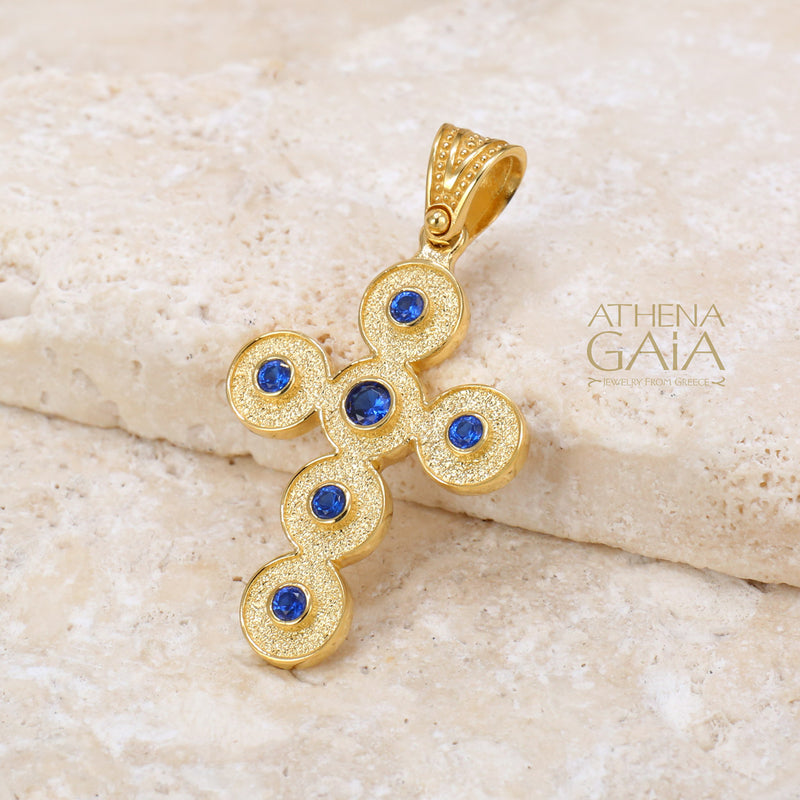 Circles Geometric Cross - 14k Gold - Orthodox Cross