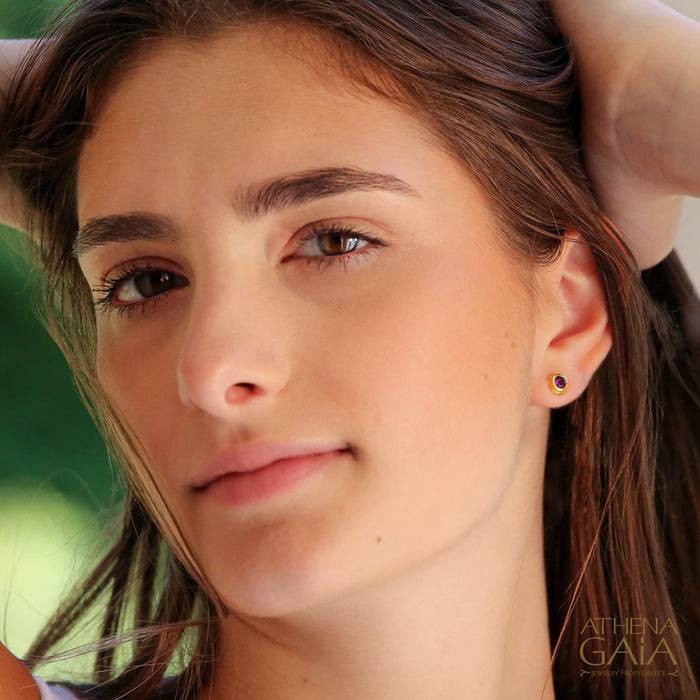 Cosmos Stone Post Earrings (Large) (In-Stock) - 18k Gold - Post Earrings