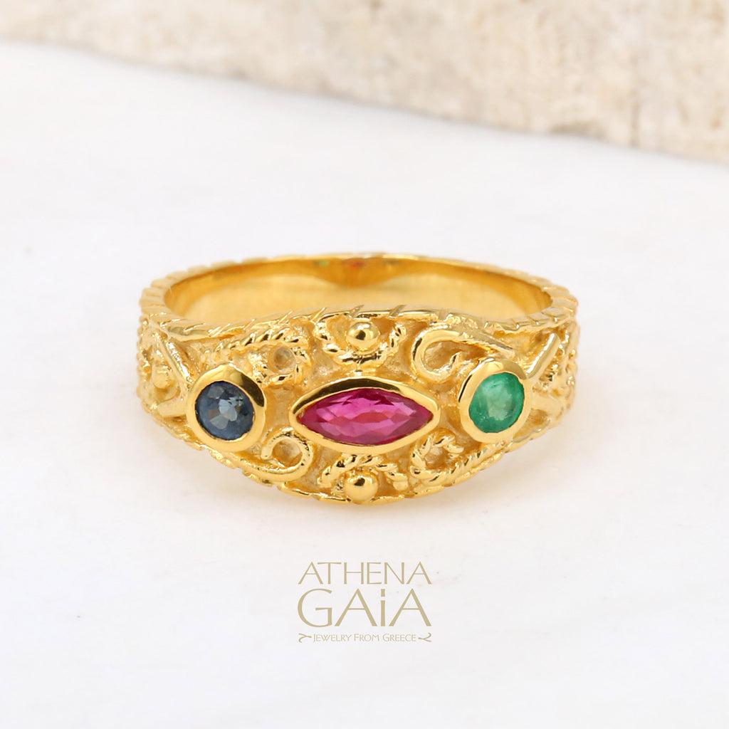 Regal Byzantine Antique Ring - 18k Gold Ring (In-Stock)