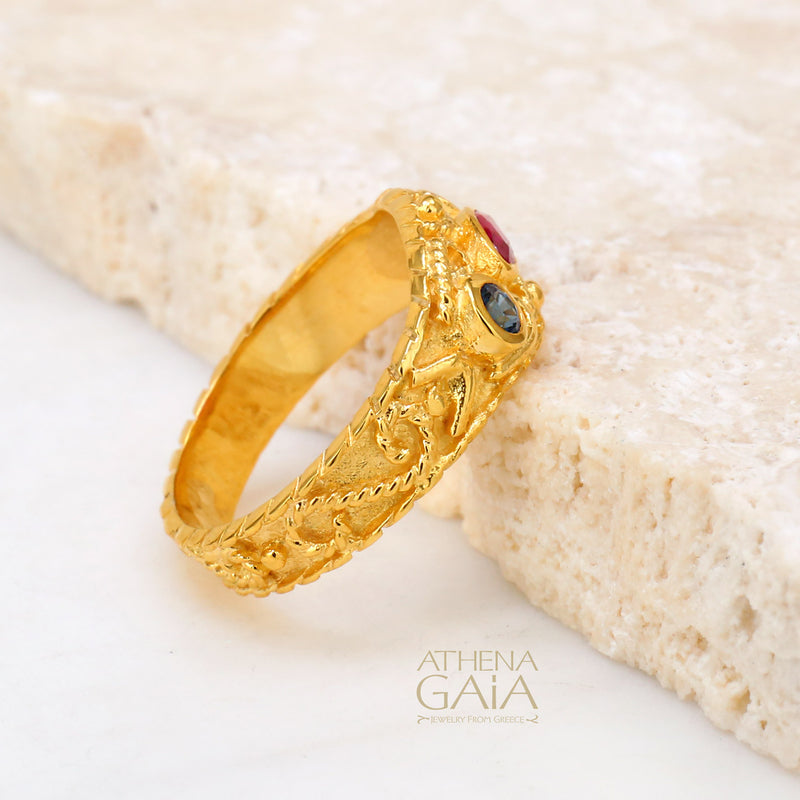 Regal Byzantine Antique Ring - 18k Gold Ring