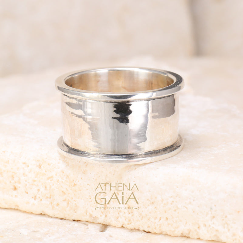 Pomegranate Ring - 18k Gold & Sterling Silver Ring - Cigar Band Ring