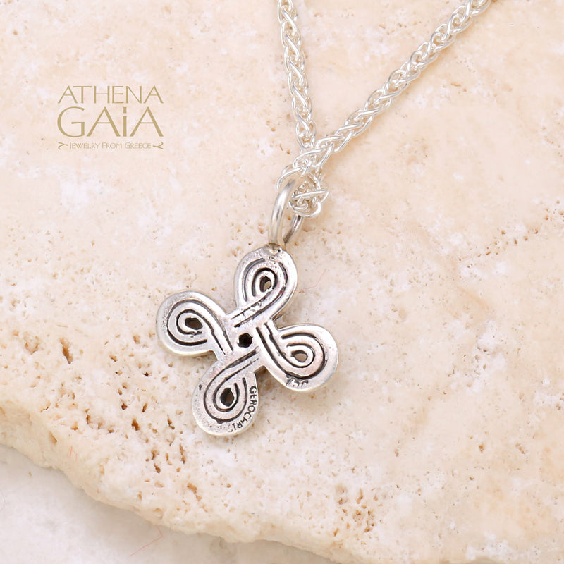 Monastiraki Infinity Cross (Small) - 18k Gold & Sterling Silver - Greek Byzantine Cross
