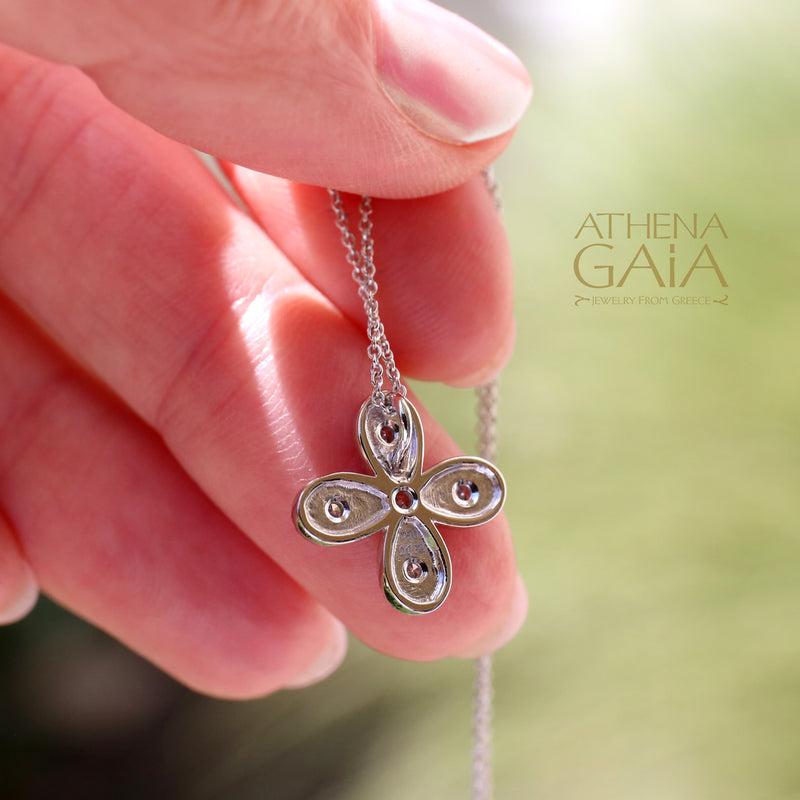 Diamond Shapes Geometric Cross - 18k Gold - Greek Cross - Orthodox Cross