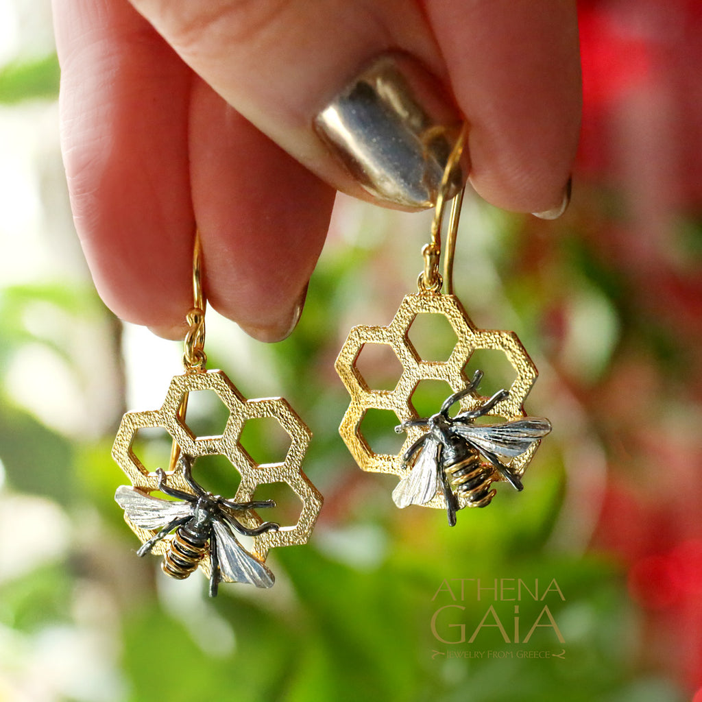 Faithful Honey Bee Hook Earrings (In-Stock)