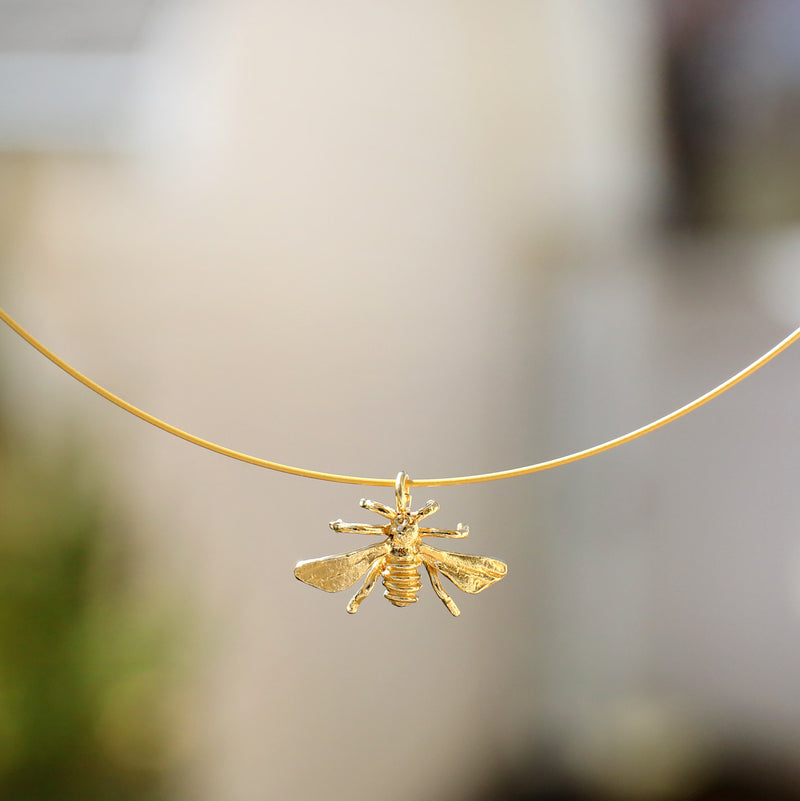 Sweet Honeybee Necklace (Small) - 14k Gold Necklace