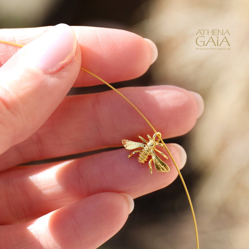 Sweet Honey Bee Necklace (Small) - Gold Plated Sterling Silver Necklace (In-Stock)