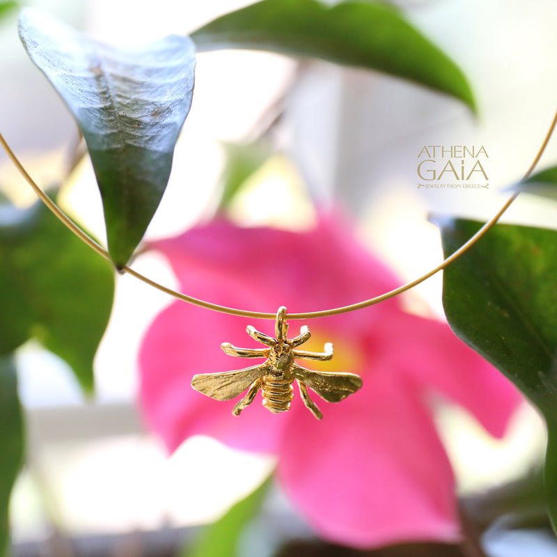 Sweet Honeybee Necklace (Small) - 14k Gold Necklace