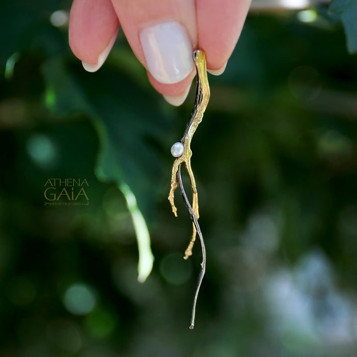 Long Branch Earrings - Gold Plated Sterling Silver Earrings