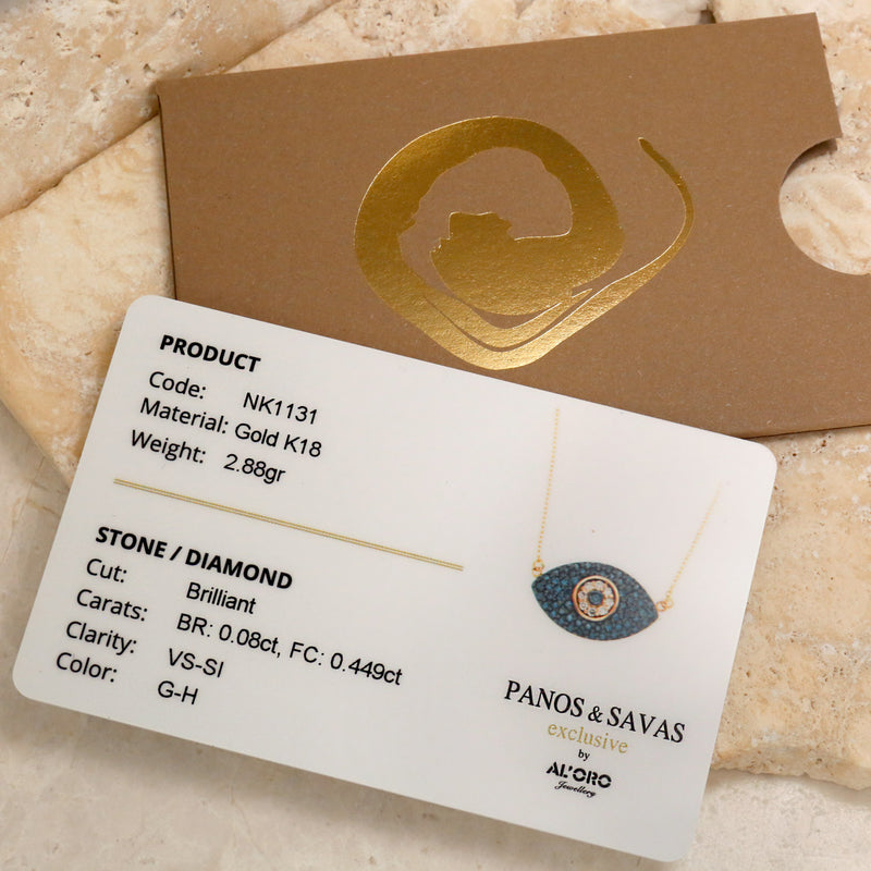 Full Pave Mati Evil Eye Necklace - 18k Gold Necklace