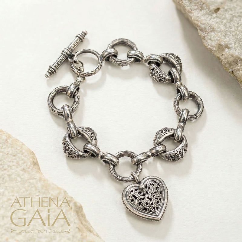 Zelda Heart Charm Bracelet - Sterling Silver