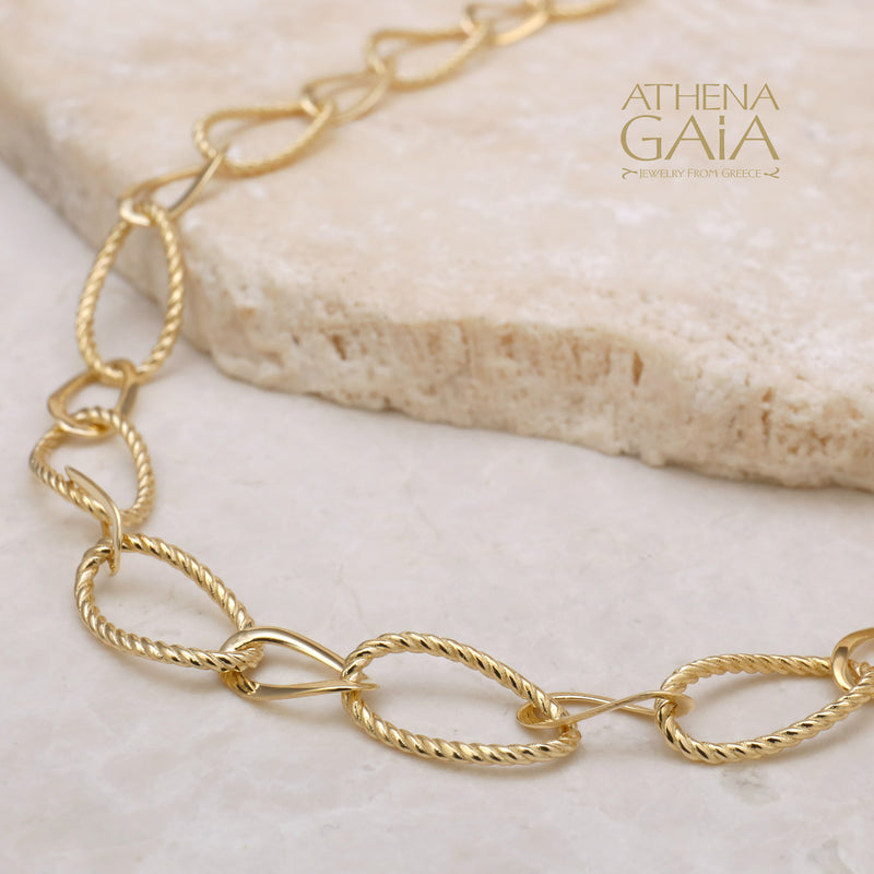 Drop Link Necklace - 14k Gold Necklace