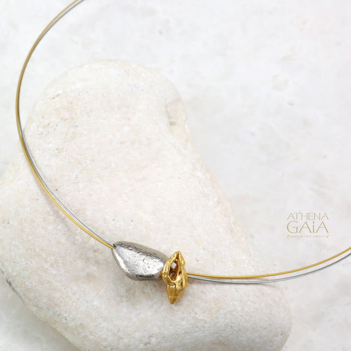 Conch Shell Beach Pebble Necklace - Gold Plated & Sterling Silver Necklace