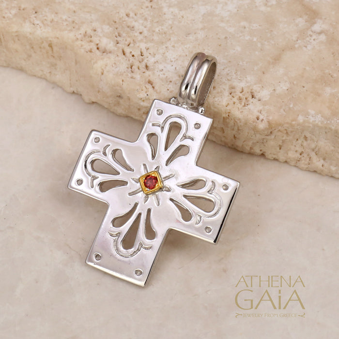 Anthemion Cross with Gemstone