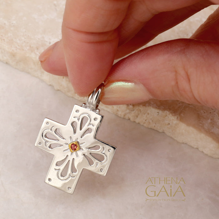 Anthemion Cross with Gemstone