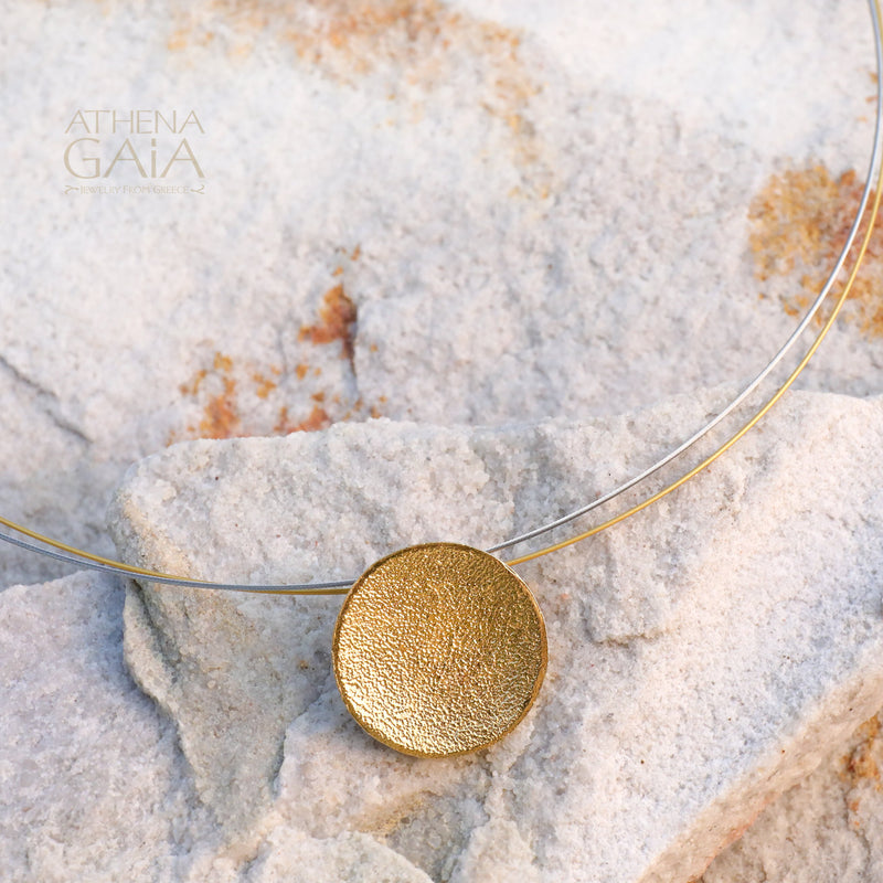 Desert Sun Pendant Necklace - Gold Plated Sterling Silver Necklace