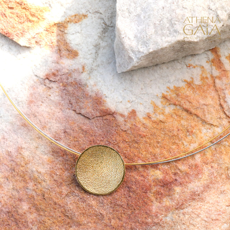Desert Sun Pendant Necklace - Gold Plated Sterling Silver Necklace