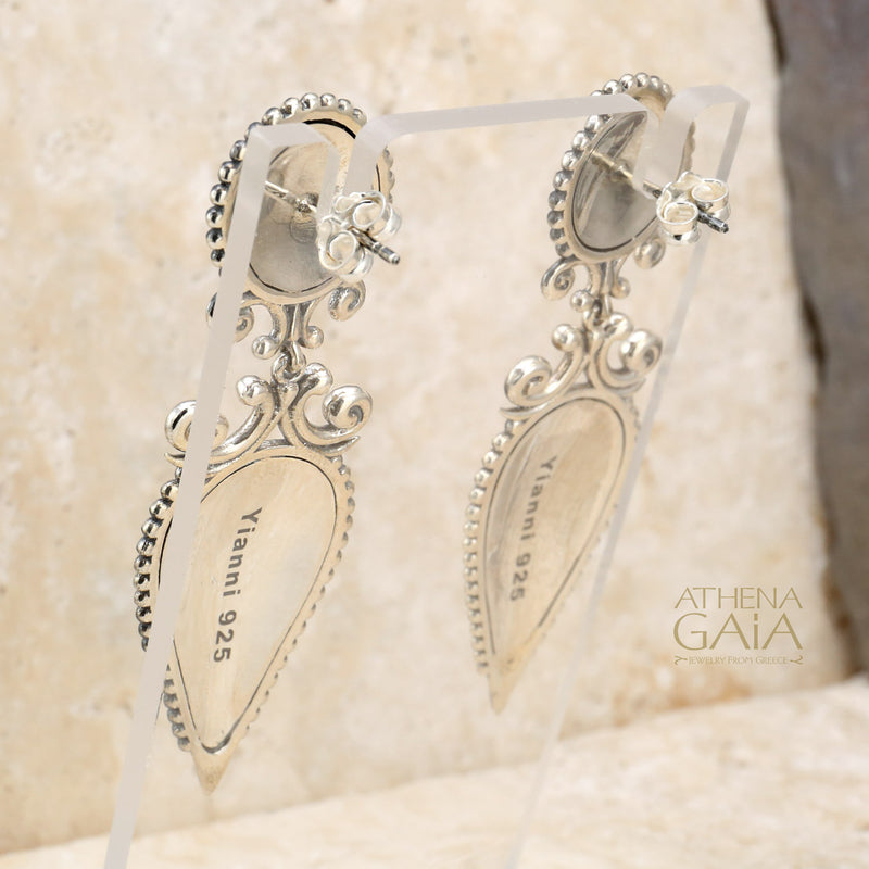 Anthemion Drop Earrings - Sterling Silver - Chandelier Earrings