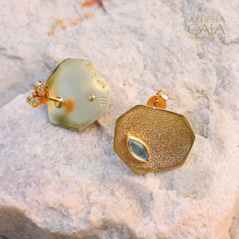 Desert Oasis Earrings - Gold Plated Sterling Silver - Topaz Post Earrings