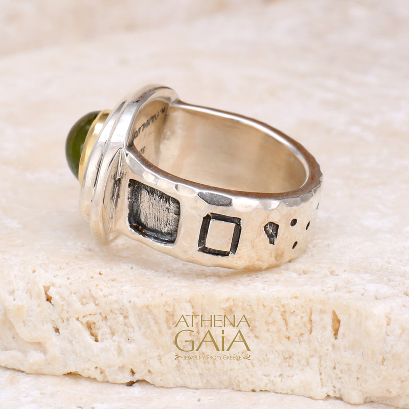 Tourmaline Swirling Reef Ring - 18k Gold & Sterling Silver Ring - Cocktail Ring