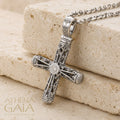 Columns Filigree Halo Orthodox Cross (Large) - Sterling Silver - Byzantine Cross