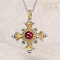 The Stone Maltese Cross (Large) - 18k Gold & Sterling Silver - Cross Necklace