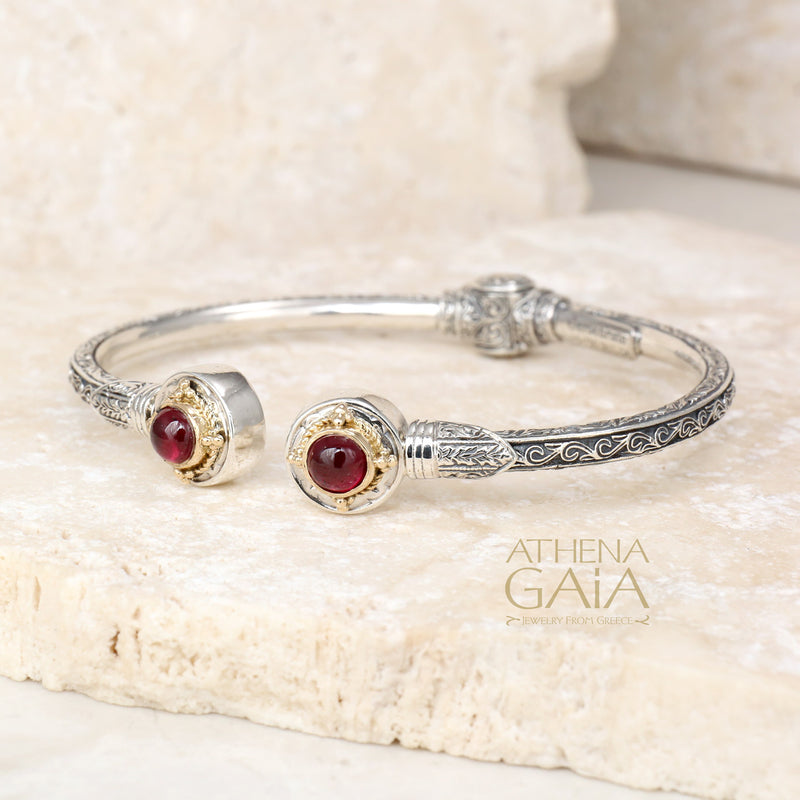 Cyclades Circle Bracelet - 18k Gold and Sterling Silver - Hinge Bangle Bracelet