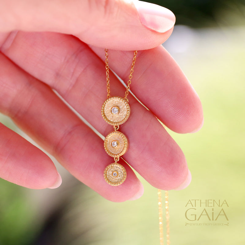 Geometric Descending Circles Necklace - 18k Gold Necklace