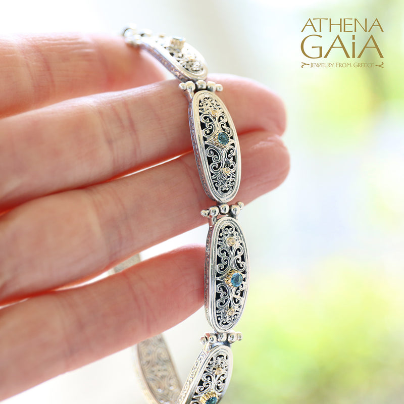 Mediterranean Oval Link Bracelet - 18k Gold & Sterling Silver Bracelet