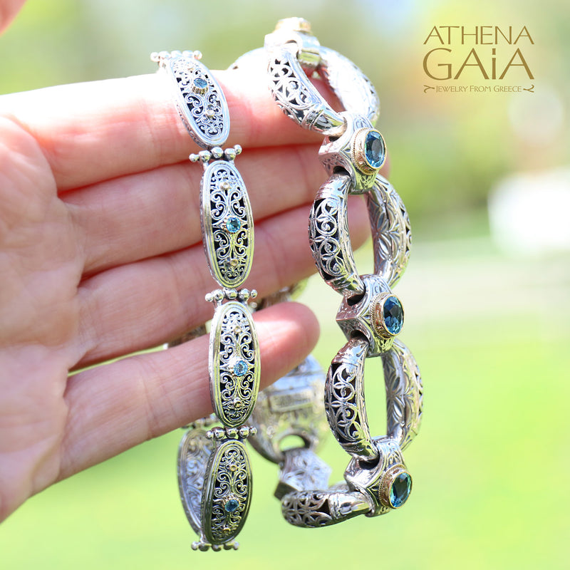 Mediterranean Oval Link Bracelet - 18k Gold & Sterling Silver Bracelet