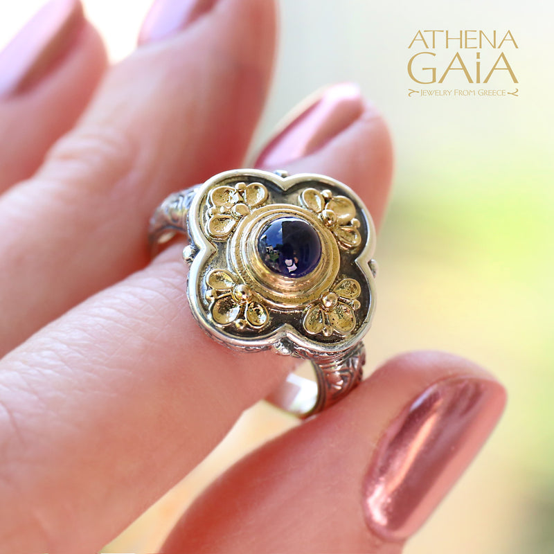 Athenian Flower Ring - 18k Gold & Sterling Silver Ring - Cocktail Ring