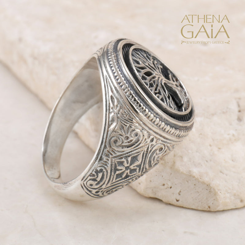 Tree of Life Talisman Ring - Sterling Silver - Signet Ring