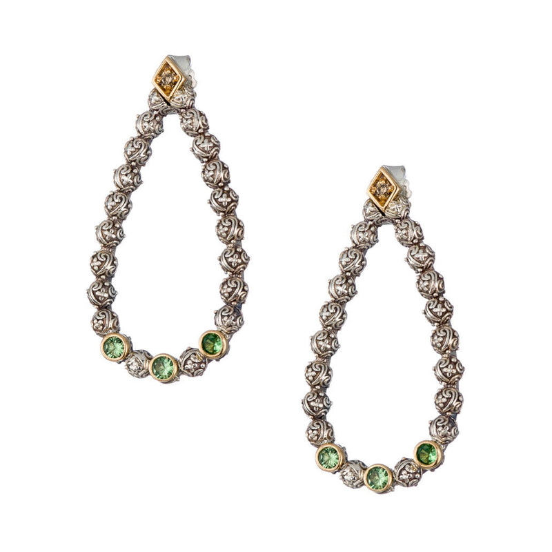 Meadow Breeze Triple Round Stone Drop Stud Earrings - 18k Gold & Sterling Silver Earrings (In-Stock)