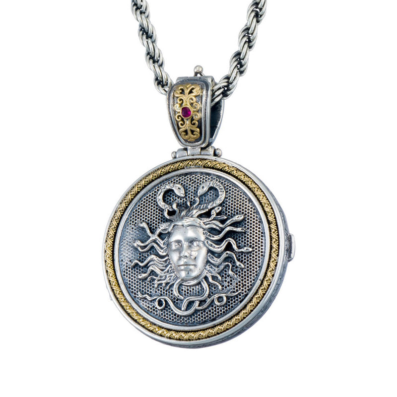 Medusa Locket with Ruby Pendant