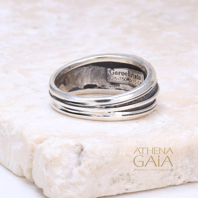 Kassandra Flower with Ruby Ring - 18k Gold & Sterling Silver Ring