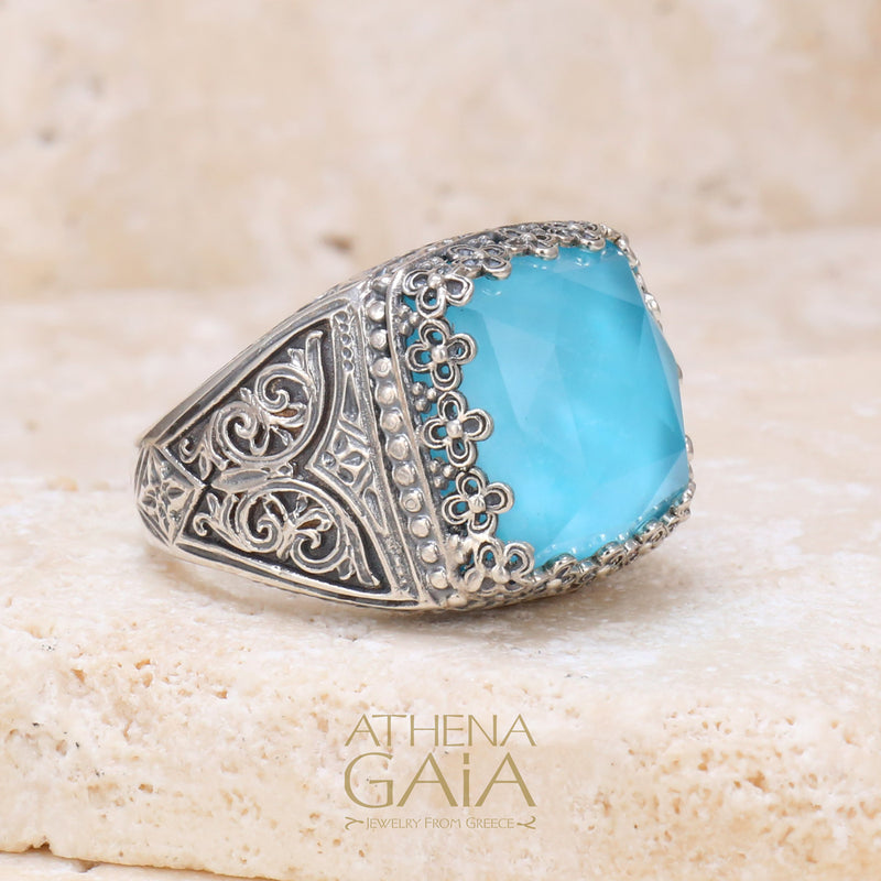 Pop Rocks Soft Square Crown Ring - Sterling Silver Ring - Cocktail Ring