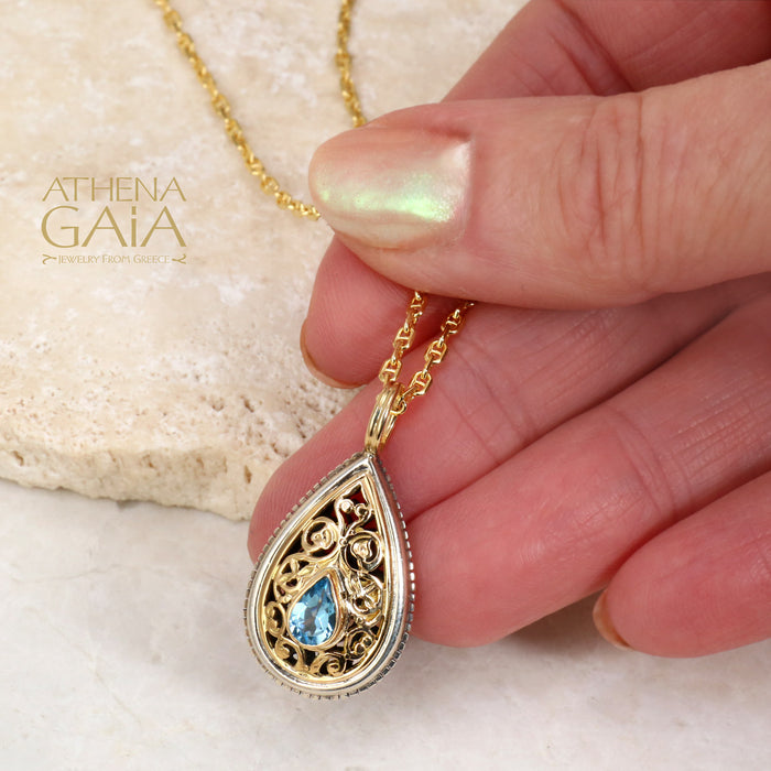 Garden Shadows Teardrop Gemstone Pendant