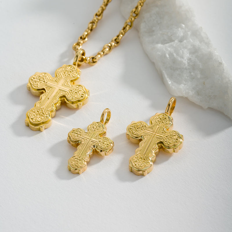 Wide Orthodox Cross (Small) - 18k Gold by Gerochristo