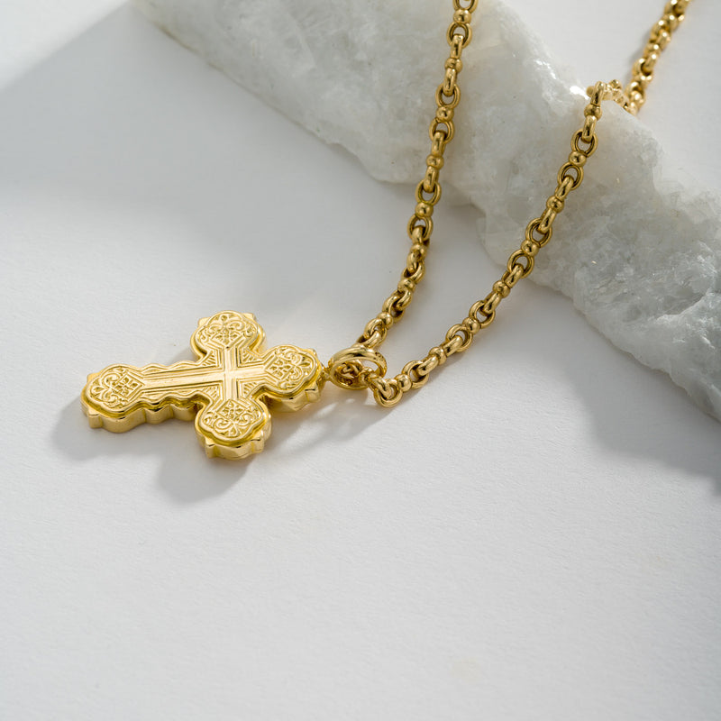 Wide Orthodox Cross (Small) - 18k Gold by Gerochristo