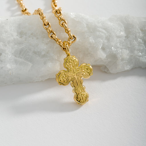 Wide Orthodox Cross (Small) - 18k Gold by Gerochristo