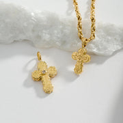 Wide Orthodox Diamond Cross (Small) - 18k Gold by Gerochristo