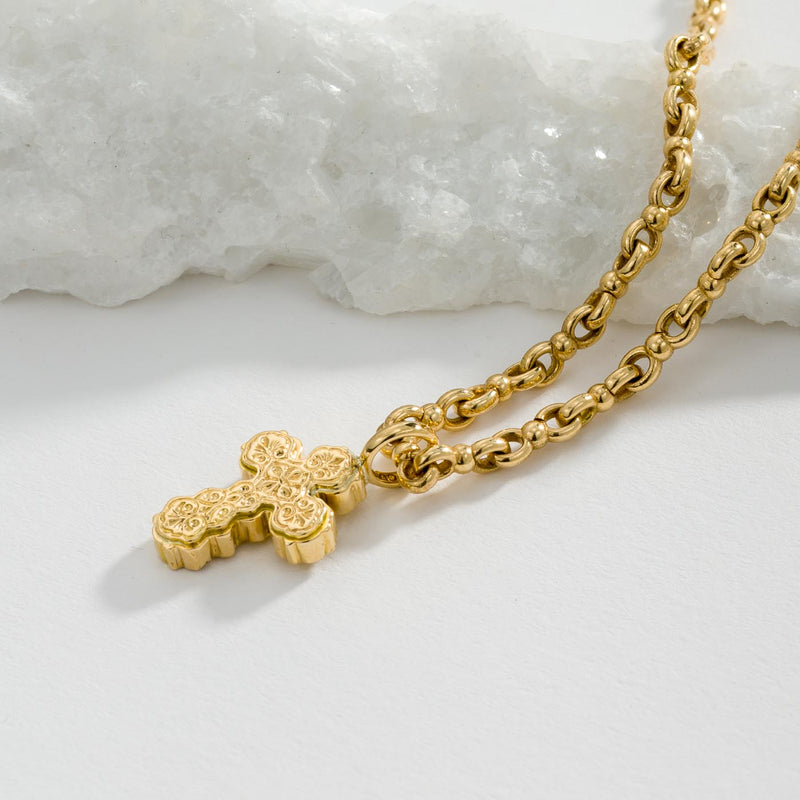 Wide Orthodox Cross (Mini) - 18k Gold by Gerochristo