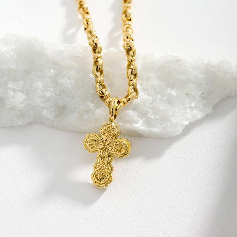 Wide Orthodox Cross (Mini) - 18k Gold by Gerochristo