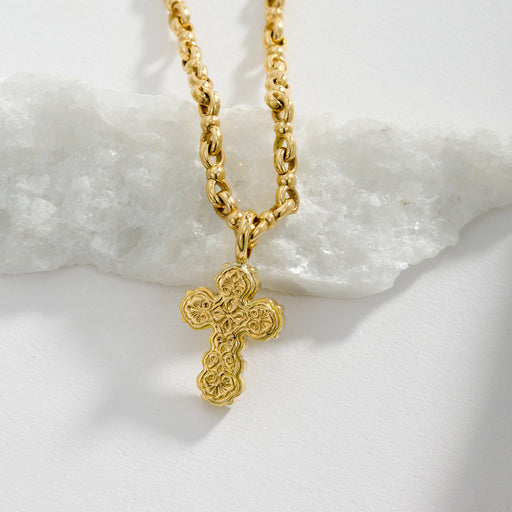 Wide Orthodox Cross (Mini) - 18k Gold by Gerochristo
