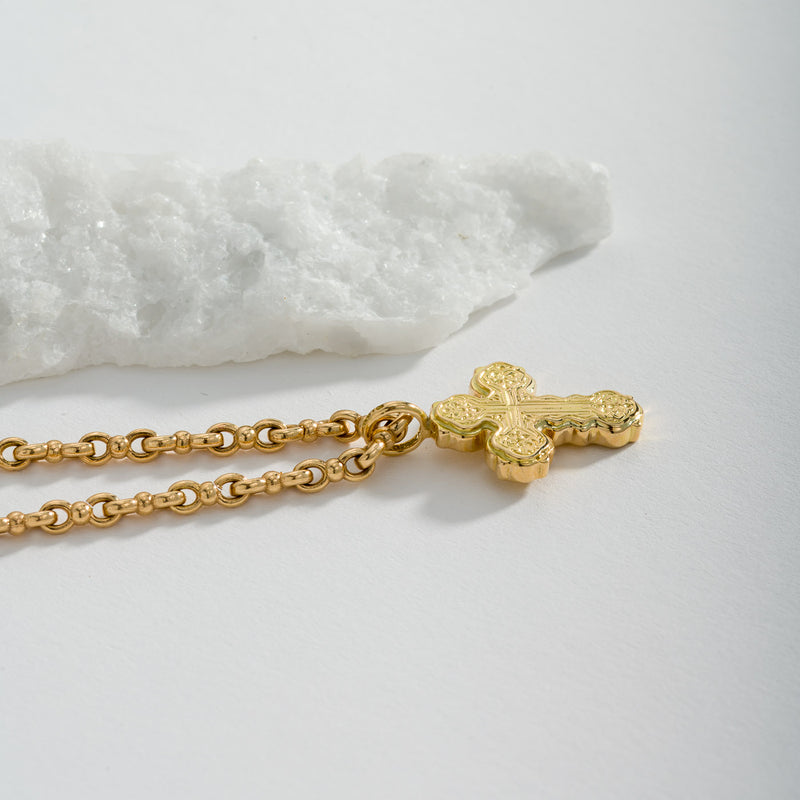 Wide Orthodox Cross (Mini) - 18k Gold by Gerochristo