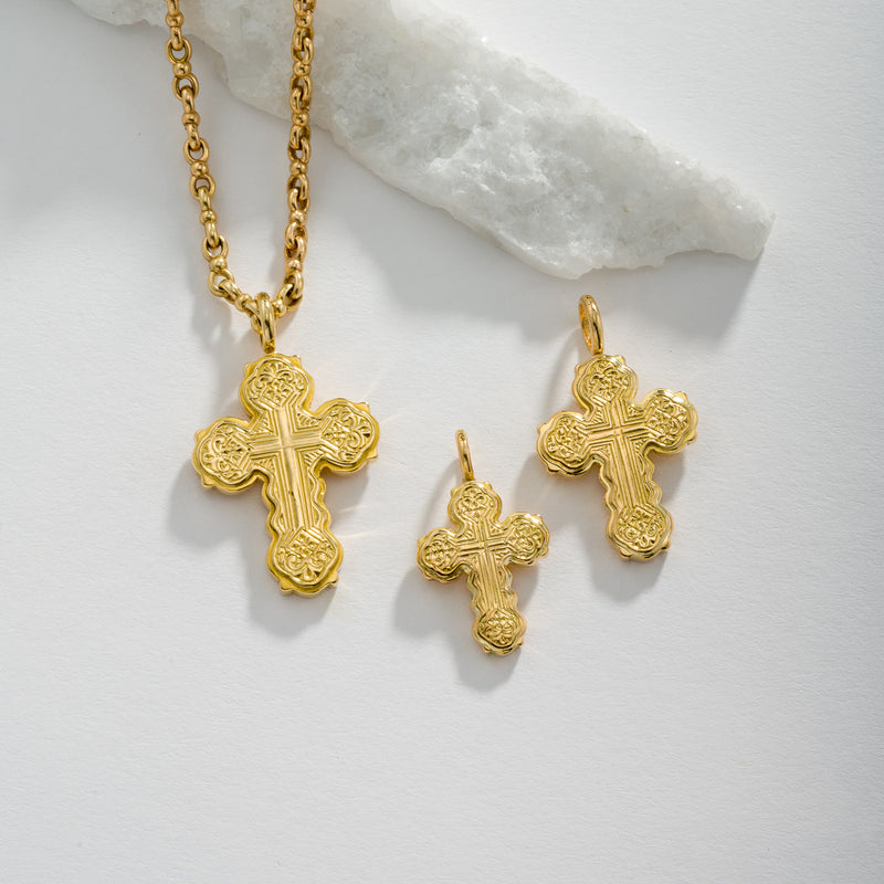 Wide Orthodox Cross (Mini) - 18k Gold by Gerochristo